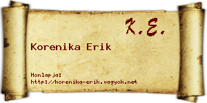 Korenika Erik névjegykártya